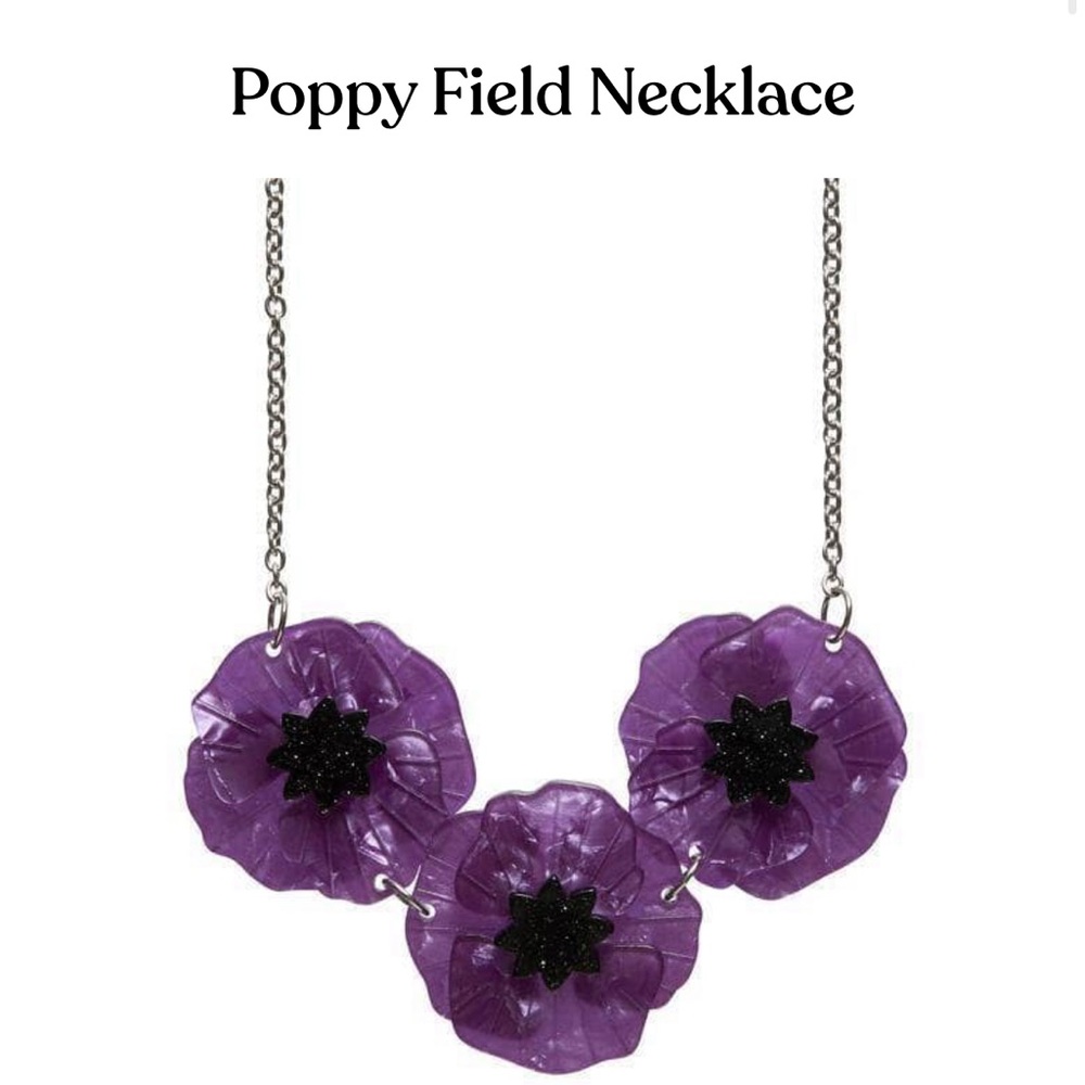 New in Box Erstwilder Set Necklace AND matching earrings🪻💜 Poppy Field